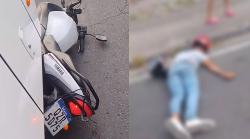 VÍDEO: motociclista fica ferido após bater contra ônibus em Manaus